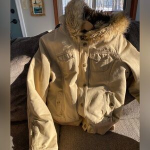 Vintage Hollister faux fur winter bomber jacket